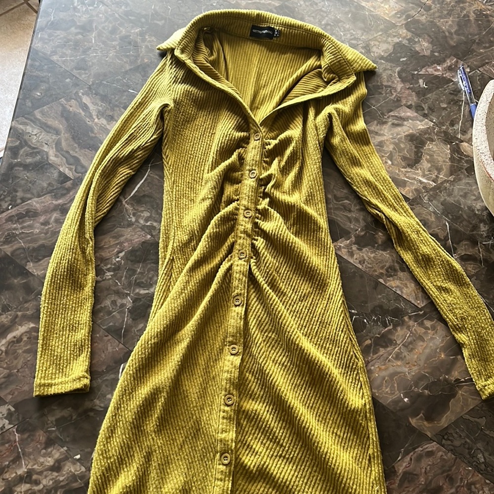 Long sleeve green dress PLT